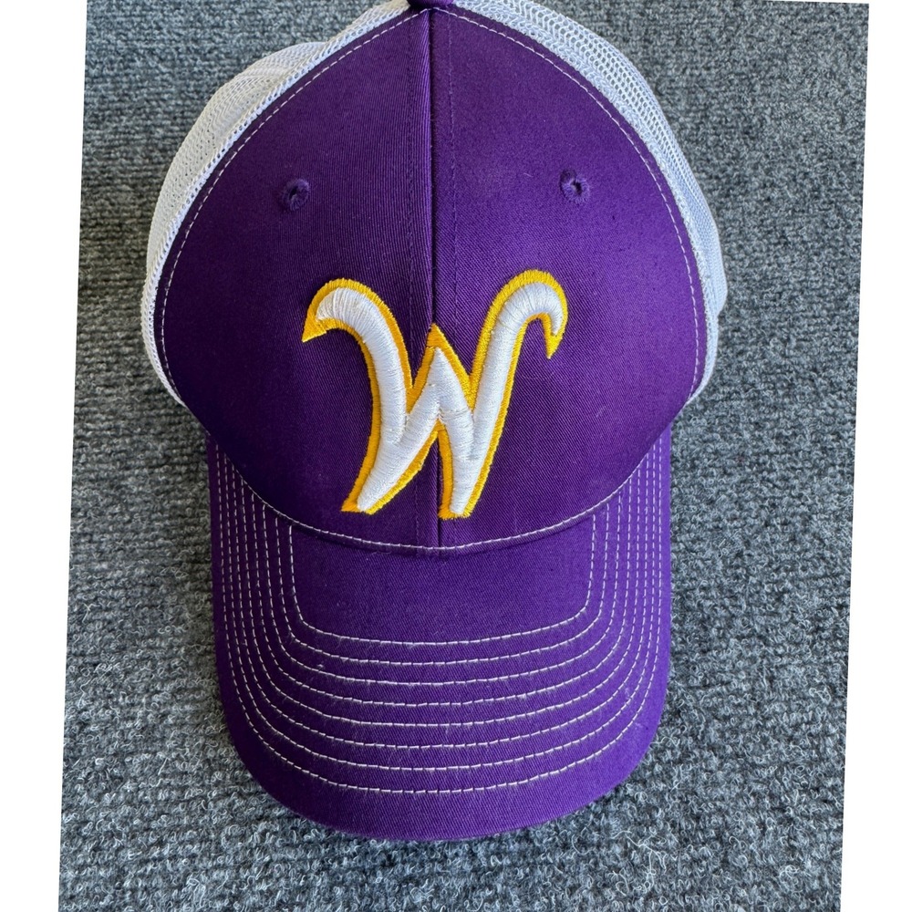 Richardson Purple White Mesh Trucker Hat Snapback Embroidered W Logo Mens Cap